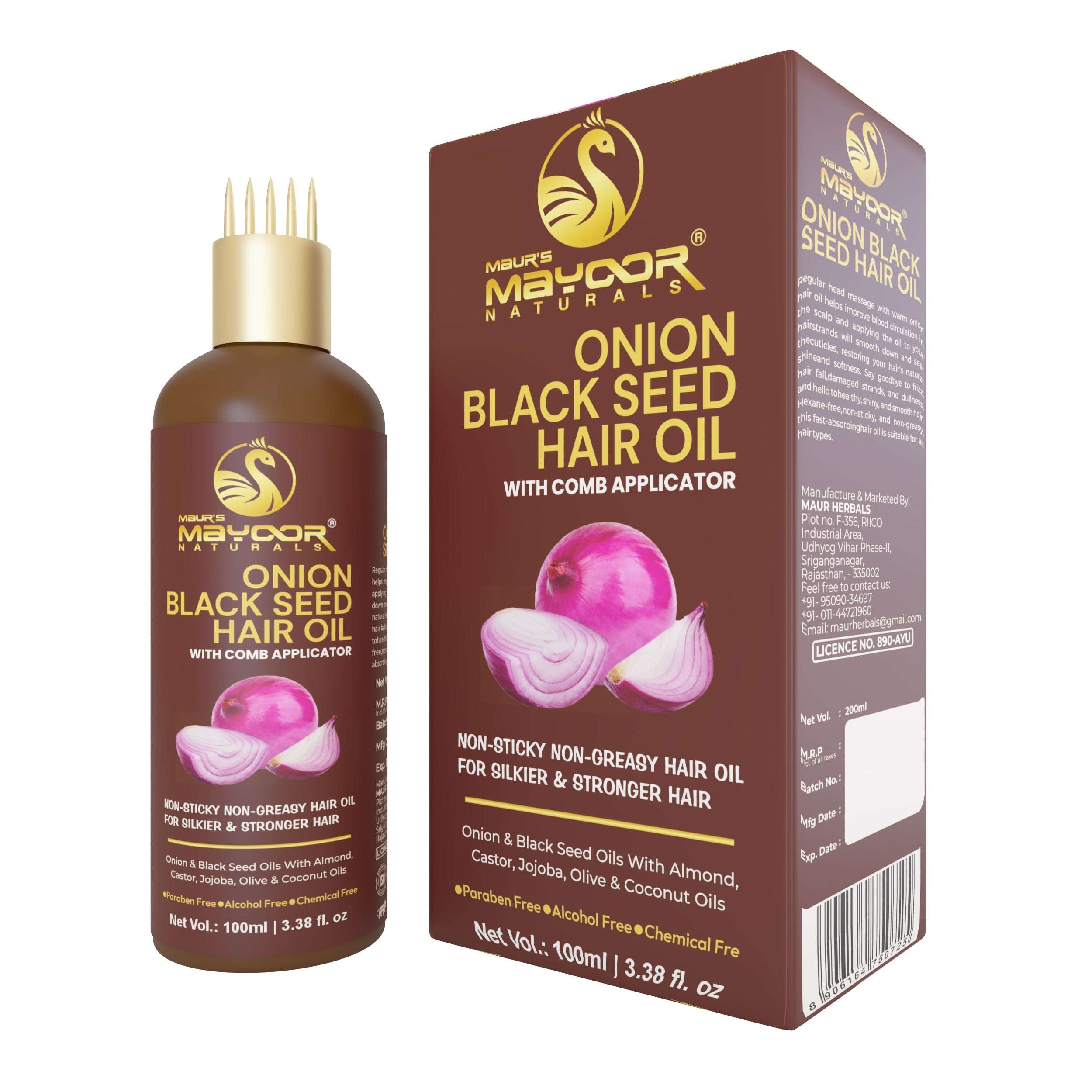 MAYOOR ONION BLACK SEED HAIR OIL - Maur Herbals